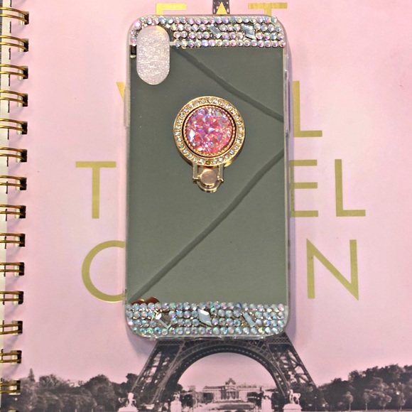 2/$10 💕 iPhone X Case Gold Mirror Rhinestone - Picture 2 of 2